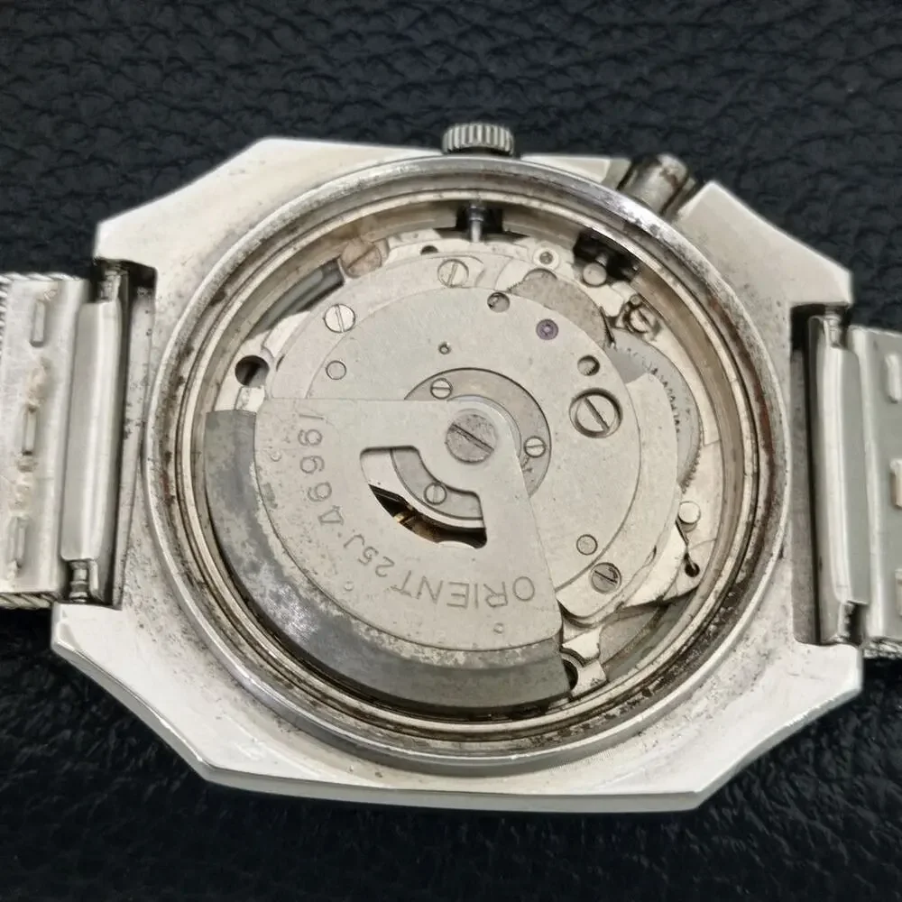 Vintage 1988 Orient Automatic Mens Silver Watch W/daydate & Gold accents